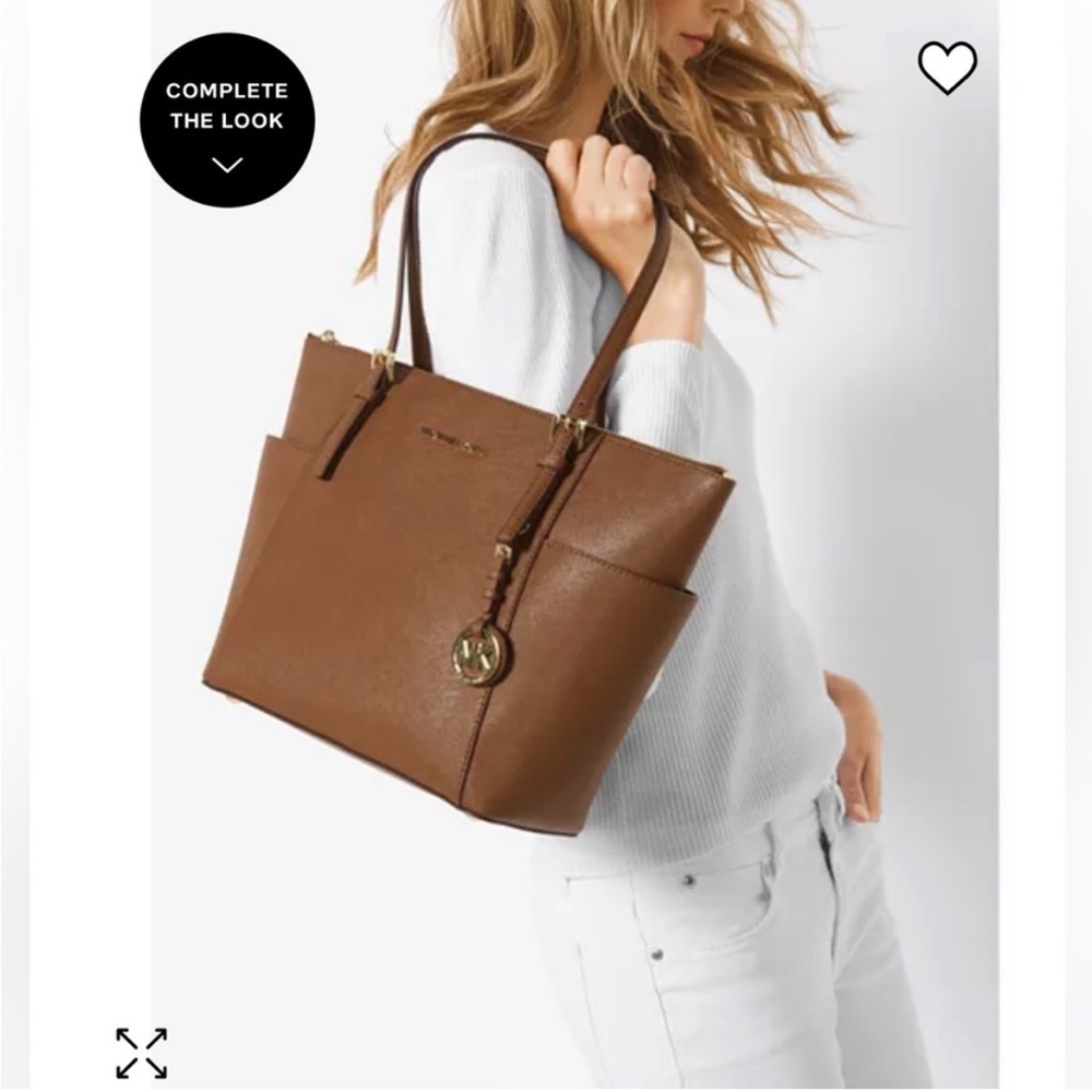 Michael Kors Large Tan Brown Jet Set Tote Bag Purse Handbag - Picture 2 of 13